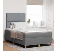 vidaXL Lit à Ressorts avec Matelas Gris Clair 120 x 200 cm Tissu, Lit King-Size Moderne, sommier rectangulaire, Matelas en Mousse Confortable, tête de lit Polyester pour Nuits durables.