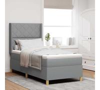 vidaXL Lit à Ressorts avec Matelas Gris Clair 140 x 200 cm Tissu, Chambre, Configuration de Sommeil Moderne, Solution de lit Minimaliste, Tissu, Cadre de Matelas, Décor en Polyester
