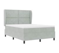 vidaXL Lit Box Spring avec Matelas Gris Clair 140x200 cm Velours