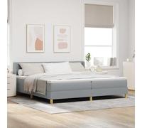 vidaXL Lit à Ressorts avec Matelas Gris Clair 200 x 200 cm Tissu, Aménagement Chambre, lit Moderne, sommier réglable, Matelas en Mousse, Sommeil Confortable, tête de lit Ergonomique