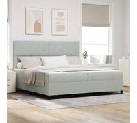 vidaXL Lit à Ressorts avec Matelas Gris Clair 200 x 200 cm Velours, Tête de lit Chic, lit Box Spring Moderne, Matelas rectangulaire et Cadre, Solution Sommeil pour Une Chambre Cozy
