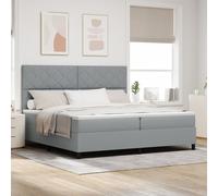 Vidaxl Lit À Ressorts Avec Matelas Gris Clair 200x200 Cm En Tissu Gris