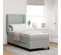 vidaXL Lit à Ressorts avec Matelas Gris Clair 80 x 200 cm, Housse en Velours, Fermeture éclair, Rembourrage en Mousse. Mobilier Moderne pour la Chambre, intérieur Contemporain pour Mieux Dormir.