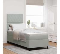 vidaXL Matelas à Ressorts Ensachés 80X200 cm Velours Mousse Housse Zippée Soutien Moyennement Dur Gris Clair Surmatelas Protecteur Accessoires de Sommeil Mobilier de Chambre Simple avec