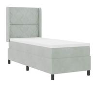 vidaXL Lit à Ressorts avec Matelas Gris Clair 80X200 cm en Velours Mousse et Topper mobilier de Chambre Moderne Confort Poche Housse de Protection