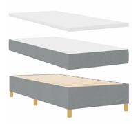 vidaXL Lit à Ressorts avec Matelas Gris Clair 90 x 200 cm Tissu, Tête de lit Ajustable, mobilier Moderne pour Chambre, Cadre en Tissu réglable, Matelas Ferme en pin