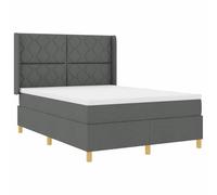 vidaXL Lit à Ressorts avec Matelas Gris foncé 140 x 200 cm en Tissu - Mobilier Moderne, Design Confortable, Cadre résistant, Solution de Sommeil, lit réglable, Cadre de Chambre, boxspring