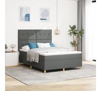 vidaXL Lit à ressorts avec matelas gris foncé 160x200 cm en tissu