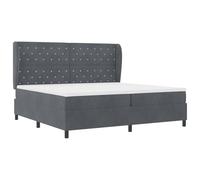 vidaXL Lit à sommier tapissier avec matelas Gris foncé 200 x 200 cm Velours