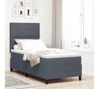 vidaXL Lit à Ressorts avec Matelas Gris foncé 80 x 200 cm Velours, Tête de lit Chic, lit Box Spring Moderne, Matelas rectangulaire et Cadre, Solution Sommeil pour Une Chambre Cozy