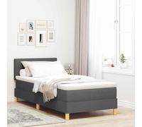 vidaXL Lit à Ressorts avec Matelas Gris foncé 90 x 190 cm Tissu, Lit réglable, Matelas Moderne à Ressorts ensachés, Cadre LED, Design Ergonomique, tête de lit Personnalisable, matière Respirante