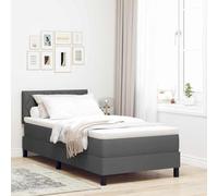 vidaXL Lit à Ressorts avec Matelas Gris foncé 90 x 200 cm Tissu, Design de lit élégant, déco de Chambre Moderne, Cadre stylé, Solution Sommeil Pratique, sommier Robuste, Polyvalent