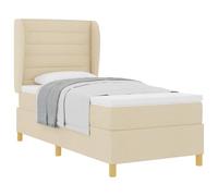 vidaXL Lit à Ressorts avec Matelas Gris foncé 90x190 cm Crème, Lit Box Spring Moderne, Ajustable en Hauteur, Tissu Durable, Matelas en Mousse Ergonomique et stylé.
