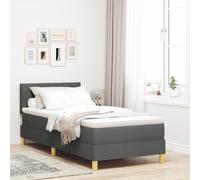 Vidaxl Lit À Ressorts Avec Matelas Gris Foncé 90x200 Cm En Tissu Gris