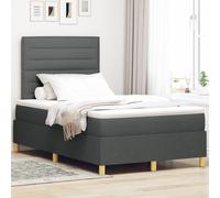 vidaXL Lit à ressorts avec matelas gris foncé, petit lit double en tissu