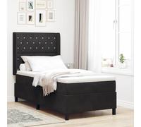 vidaXL Lit à Ressorts avec Matelas LED Argyle Noir 90 x 190 cm Velours, Lit Moderne, Box Spring Velvet stylé, Matelas en Mousse, Design Minimaliste, Confort Chic, Options Personnalisables,