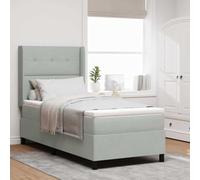 vidaXL Matelas à Ressorts ensachés Gris Clair 80X200 cm Velours Mousse Housse zippée Idéal pour Adultes Simple Protecteur Surmatelas Confortable Sommeil Chambre à Coucher