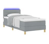 vidaXL Lit à ressorts avec matelas & LED gris clair 90x200 cm tissu