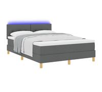 Vidaxl Lit À Ressorts Avec Matelas & Led Gris Foncé 160x200 Cm Tissu