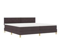vidaXL Lit à Ressorts avec Matelas & LED Marron foncé 200x200 cm Tissu