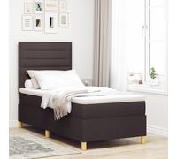 Vidaxl Lit À Ressorts Avec Matelas & Led Marron Foncé 80x200 Cm En Tissu