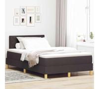 vidaXL Lit avec sommier et Matelas et LED Marron foncé 120X200 cm Design Moderne pour Chambre d'adulte Matériau Durable avec Housse zippée et protège-Matelas