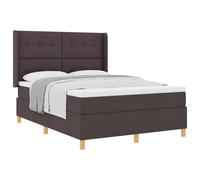 vidaXL Lit à Ressorts avec Matelas Marron foncé 140 x 190 cm Tissu, Tête de lit Ajustable, mobilier Moderne pour Chambre, Cadre en Tissu réglable, Matelas Ferme en pin