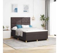 vidaXL Lit à Ressorts avec Matelas Marron foncé 140 x 190 cm Tissu, Lit King-Size Moderne, sommier rectangulaire, Matelas en Mousse Confortable, tête de lit Polyester pour Nuits durables.