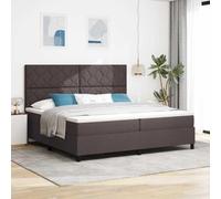vidaXL Lit à Ressorts avec Matelas Marron foncé 200 x 200 cm Tissu, Mobilier de Chambre Moderne, Lit avec Tête de Lit Réglable, Système de Sommeil Personnalisable, Design Pratique