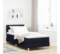 vidaXL Lit à Ressorts avec Matelas Noir 100 x 200 cm Tissu, Lit réglable, Matelas Moderne à Ressorts ensachés, Cadre LED, Design Ergonomique, tête de lit Personnalisable, matière Respirante