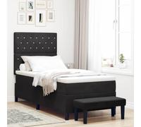 vidaXL Lit à Ressorts avec Matelas Noir 100 x 200 cm Velours, Cadre de lit Moderne, pièce Tendance pour la Chambre, Matelas en Mousse Durable, Confort Ergonomique, mobilier Relaxant
