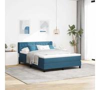 vidaXL lit à Ressort avec Matelas Bleu foncé 160x200 cm en Velours