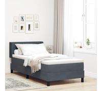 Lit à ressorts avec matelas noir 100x200 cm en velours Velours vidaXL vidaXL