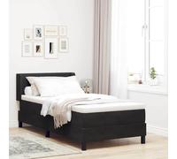 vidaXL Lit à Ressorts avec Matelas Noir 100x200 cm en Velours Noir, Lit en Velours Chic, Chambre Moderne avec tête Ajustable, sommier Pratique et Matelas en Mousse
