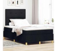 vidaXL Lit à Ressorts avec Matelas Noir 120 x 190 cm Tissu, Lit King-Size Moderne, sommier rectangulaire, Matelas en Mousse Confortable, tête de lit Polyester pour Nuits durables.