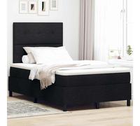 vidaXL Lit à Ressorts avec Matelas Noir 120 x 190 cm Tissu, Mobilier de Chambre Moderne, Lit avec Tête de Lit Réglable, Système de Sommeil Personnalisable, Design Pratique
