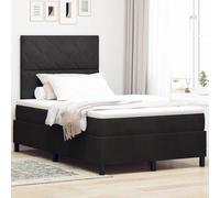 vidaXL Cadre de lit Double en Velours Noir avec Grand Rangement Design Moderne rembourré | Base en contreplaqué à Lattes pour Matelas 120 x 190 cm Mobilier de Chambre