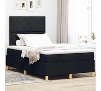 vidaXL Lit à Ressorts avec Matelas Noir 120 x 200 cm Tissu, Lit King-Size Moderne, sommier rectangulaire, Matelas en Mousse Confortable, tête de lit Polyester pour Nuits durables.