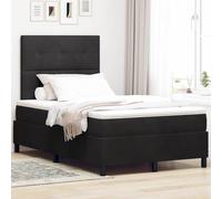 vidaXL Lit à Ressorts avec Matelas Noir 120 x 200 cm Velours, Tête de lit Chic, lit Box Spring Moderne, Matelas rectangulaire et Cadre, Solution Sommeil pour Une Chambre Cozy