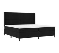 vidaXL Lit à Ressorts avec Matelas Noir 200 x 200 cm Tissu, Lit Box Moderne et Durable, Matelas en Mousse, Cadre LED, tête réglable, Confort au Sommeil