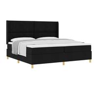 vidaXL Lit à Ressorts avec Matelas Noir 200 x 200 cm Tissu, Tête de lit Ajustable, mobilier Moderne pour Chambre, Cadre en Tissu réglable, Matelas Ferme en pin