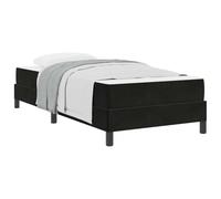 vidaXL Lit à ressorts avec matelas – Tissu noir 90 x 200 cm, cadre solide, matelas confortable