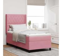 vidaXL Lit à Ressorts avec Matelas Rose 90 x 190 cm en Velours Mousse et surmatelas, Meuble de Chambre Moderne, Confort, Coussin canapé, Respirant, intérieur, Toucher Doux pour être à l'aise