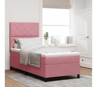 vidaXL Lit à Ressorts avec Matelas Rose Velours 90X190 cm Simple Housse à Zip Lavable et Bande LED Surmatelas en Mousse Mobilier de Chambre Doux et Confortable