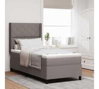 vidaXL Lit à Ressorts avec Matelas Taupe 100 x 200 cm Tissu, Lit Box Moderne et Durable, Matelas en Mousse, Cadre LED, tête réglable, Confort au Sommeil