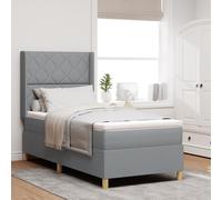 Vidaxl Lit À Ressorts Avec Matelas Taupe 140x200 Cm Tissu Ensemble De 5 Gris
