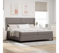vidaXL Lit à Ressorts avec Matelas Taupe 200 x 200 cm Tissu, Lit Box Moderne et Durable, Matelas en Mousse, Cadre LED, tête réglable, Confort au Sommeil