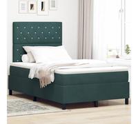 vidaXL Lit à Ressorts avec Matelas Vert foncé 120 x 200 cm Velours, Tête de lit Chic, lit Box Spring Moderne, Matelas rectangulaire et Cadre, Solution Sommeil pour Une Chambre Cozy