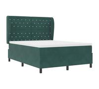 vidaXL Lit à Ressorts avec Matelas Vert foncé 140 x 190 cm Velours, Lit Moderne Chic, tête de lit Ajustable, Matelas à Ressorts ensachés, mobilier élégant pour Une Nuit paisible.