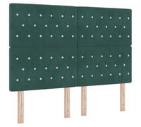 vidaXL Lit à Ressorts avec Matelas Vert foncé 140 x 200 cm Velours, Tête de lit Chic, lit Box Spring Moderne, Matelas rectangulaire et Cadre, Solution Sommeil pour Une Chambre Cozy